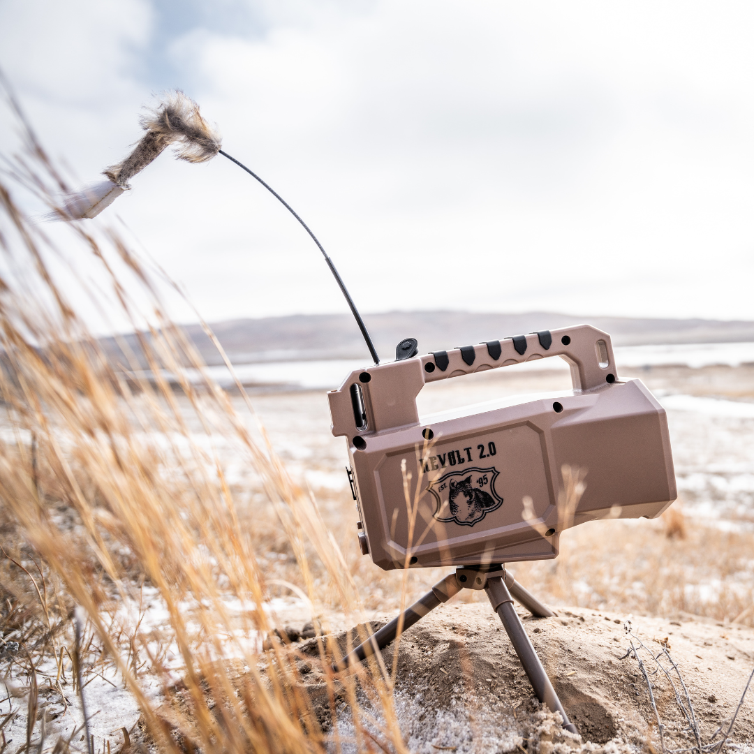 Lucky Duck REVOLT 2.0 on a stand in a desert landscape