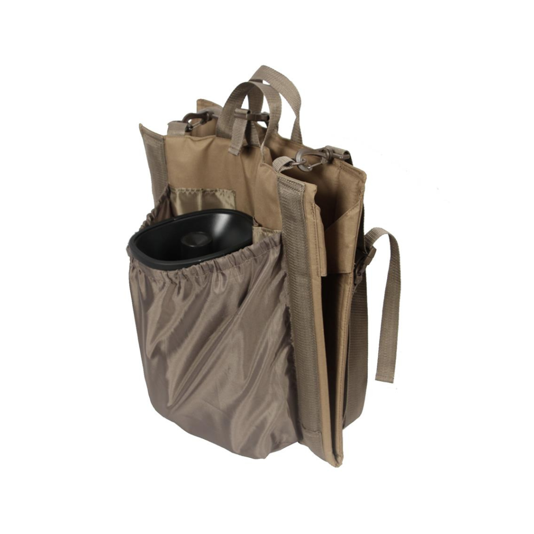 Lucky Duck Folding Predator Seat Folded Up on a white background